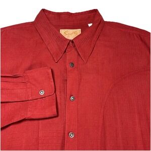 Scully Long Sleeve Button Up Shirt Red Men's 100% Silk Texas Star Buttons